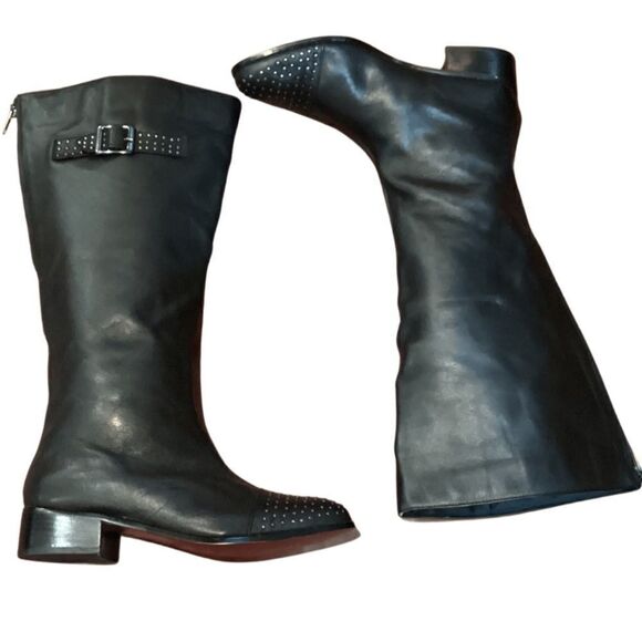 Twiggy London studded knee high boots 8 back zipper - Picture 12 of 13